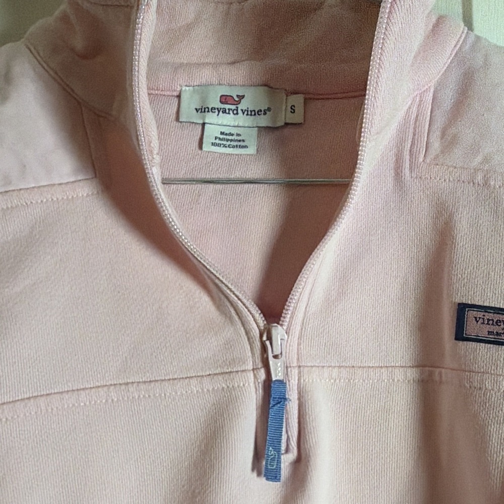 Vineyard Vines Women S Pink Shep Shirt 1/4 Zip Knit Cotton Sweatshirt Logo - Picture 3 of 4